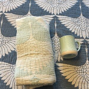 Cup of Sunshine + Cranes Throw Set of 2 Sea Glass Light Green Ceramic Mug Throw